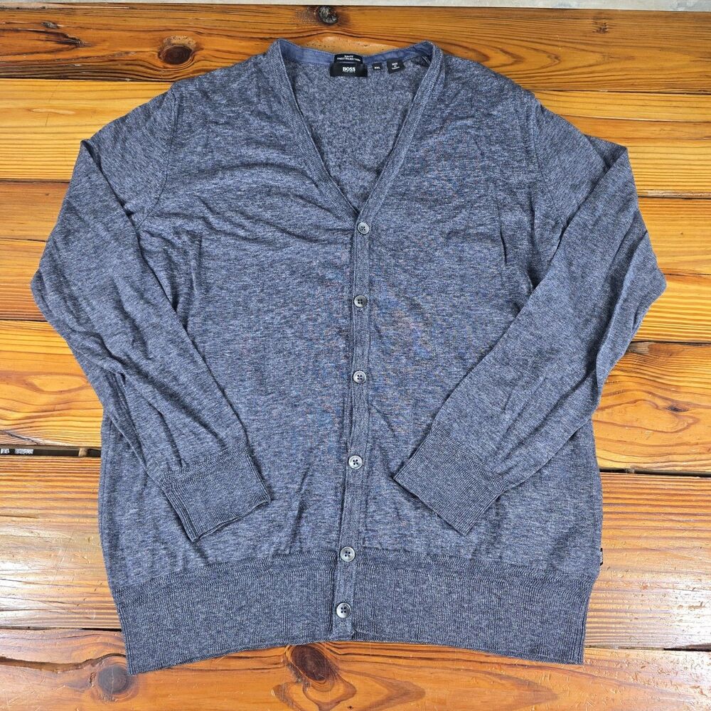 BOSS by Hugo Boss Cardigan SLIM FIT Finest Italian Yarn men's size XL gray